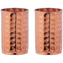 ANCIENTIMPEX Set of 2 Pure Copper Tumbler Hammered, Lacquered-Free, Unlined and UNCOATED for Ayurveda Health Benefits, 300 Ml (10.15 US Fl Oz.)