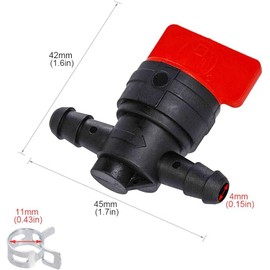 Shut Off Valve, 3pcs 1/4" Fuel Shutoff Valve or Fuel Gas Shut Off Valves + Filters, Inline Straight Fuel Shut Off Valve Perfect for Garden and Agricultural Use for 494768/493960/ 698183/698181/697947