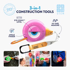 Handy Famm 8ft Pink Bird Tape Measure for Kids – STEM Educational Tool with Level, Protractor, Retractable Design - DIY Construction Toy, Child-Safe Measuring Tapes, Gift for Boys & Girls 3+