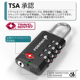 Fosmon (Set of 1) TSA Lock Certified 4 Digit Dial Lock Padlock Key for International Travel Luggage Suitcase 4 Dial Lock (Black) (1 Pack)