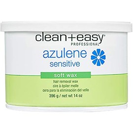 Clean + Easy Soft Wax for Hair Removal with Azulene – Gentle Wax for Sensitive Skin, Redness & Irritation Reduction, 14 oz