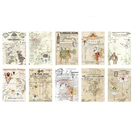 Vintage Scrapbook Paper Junk Journaling Supplies,50 Sheets of Small Decorative Paper Sewing Pattern Paper Writing Paper for DIY Cardmaking(White Butterfly Elf)