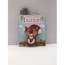 Isabel Children's Magnetic mini Clip Board school reminders reminder on Fridge wall plaque with spring peg with Funny Faced Squirrel