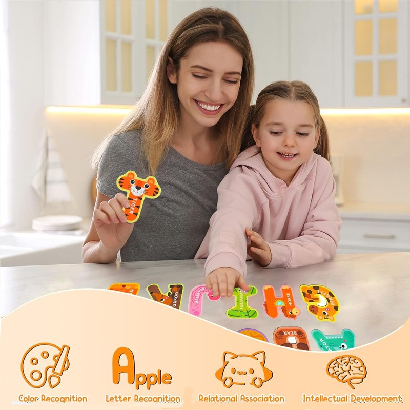 Felly Animal Alphabet ABC Fridge Magnets Educational Toy, 26 Magnetic