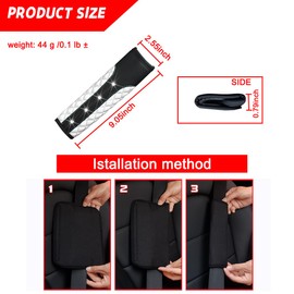 BELOMI 2PCS Bling Car Seat Belt Covers, Leather Vehicle Shoulder Pad Cushions, Sparkling Rhinestone Auto Seatbelt Strap Protective Covers for Women Girls, Universal for Most Cars（White）