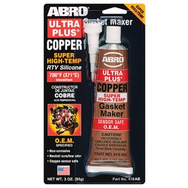 ABRO Ultra Plus 999 RTV Silicone Sealant and Gasket Maker, for Import Engines, Sensor Safe, Non-Corrosive, High Temp Silicone Sealant, 650 Degrees F, 3 oz. Tube - Copper