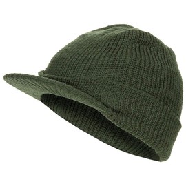 blntackle76 US Peaked Cap Acrylic Hat Winter Hat Knitted Hat Peaked Cap with Peak Men Women One Size Olive