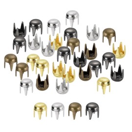 sourcing map 160Pcs Mixed Color Round Dome Rivets, 3mm Brass Spike Studs Spots Punk Rock Nailheads Claw Beads Assorted Kit for DIY Clothes Belt Bag Shoes Bracelet Leather Craft