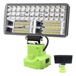 6000 LM 38W Cordless LED Work Lights Compatible with Ryobi 18V/20V Battery Portable Super Bright Flashlight LED Flood Light with 2 Modes Setting & Upgraded Short-Circuit Protection