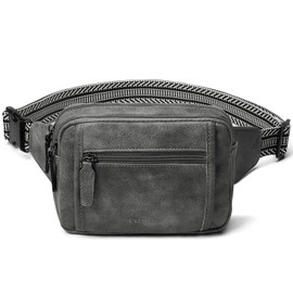 LATMAP 3L Triple Zip Fanny Packs Belt Bag for Women Men Crossbody Waist Pack Sling Chest Bum Travel Bag Purse Faux Leather Fashion Cute Grey