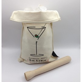 KARMELLING Lewis Ice Bag|Canvas Bag with Muddler Kit & Bar Tools Kitchen Accessory 8", Ice Bag & Muddler 7-1/2 Inch x 11 Inch