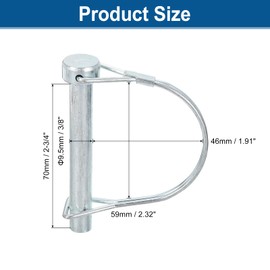 sourcing map 10Pcs 3/8" Dia Trailer Coupler Pin, 2-3/4" Long Coupler Pin Shaft Locking Pin, Round Pto Pin for Farm Trailers and Garden