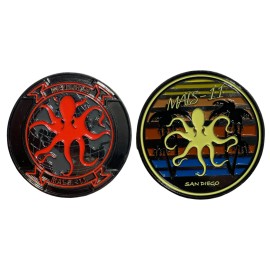 2" MARINE CORPS MALS-11 DEVILFISH SAN DIEGO GLOW IN DARK CHALLENGE COIN