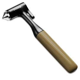 OUDEW Car Window Breaker - Zinc Alloy Glass Breaker and Seat Belt Cutter - 3-in-1 Emergency Escape Kit with Fireproof All-Metal Design - Essential Car Safety Tool for Emergency Escape,Brown, 1-Pack