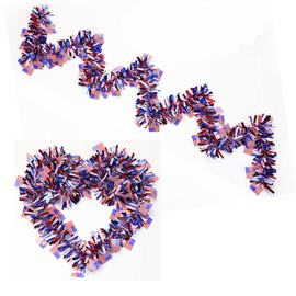 2 Pack Independence Day American Flag Tinsel Garland, 13ft Red,White,Blue Patriotic USA Flag Hanging Garlands Twist Tinsel Decoration for 4th of July Memorial Day Holiday Party Outdoor Décor