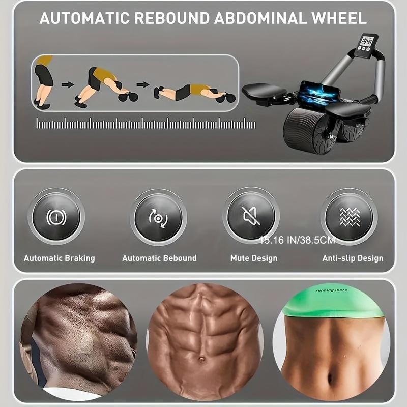 Abdominal Muscle Roller With Knee Pad, Automatic Rebound Abdominal Wheel,