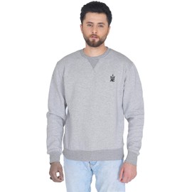 JRC Mens Fleece Crewneck Sweatshirts & Pullovers, Round Neck Long Sleeve Jumper, Sweater for Sports & Workwear (Grey Melange, L)