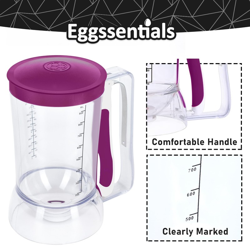 Eggssentials – Batter Dispenser Mess-Free, Squeeze Handle, Cupcakes, Waffles &