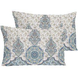 YIYEA Standard Pillow Cases Set of 2, Ultra Soft Double Brushed Microfiber Pillowcases Standard, Boho Bed Pillow Covers, Fade Resistant, Easy Slip-On (20"x26")