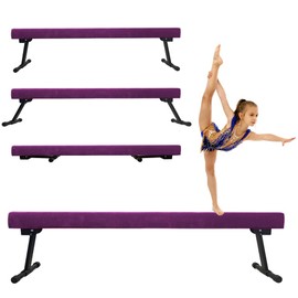 YANGG 6FT/8FT Gymnastic Balance Beam,Adjustable High and Low Level Floor Beam - Highly Stable - Gym Practice Training Equipment for Kids Children Girls Home (Purple, 8 FT)