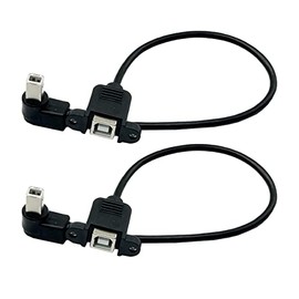 Seadream Angled USB B Printer Extension Cable with Panel Mount 2Pack USB 2.0 Type B Male Right Angled to Type B Female Extension Cable Panel Mount with Screw Holes