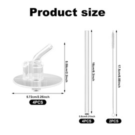 BOXOB 4pcs Replacement Clear Straws for Thermos Funtainer 12 oz Bottles, Kids Toddler Water Bottle Lid Replacement Parts with Cleaning Brushes Compatible with Thermos F401 & F410 Models