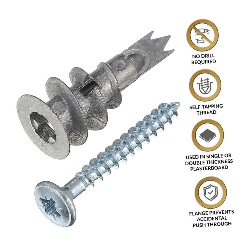 ULTECHNOVO 50sets Drywall Screws and Anchors Self-Drilling for Household Fixing