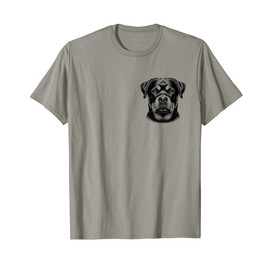 Cool Rottweiler Head - Realistic Drawing Style on Chest T-Shirt, gray