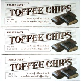 Trader Joe's 3 Packs Trader Joe's Toffee Chips Mix of Milk & Dark Chocolate 8 oz Each Pack