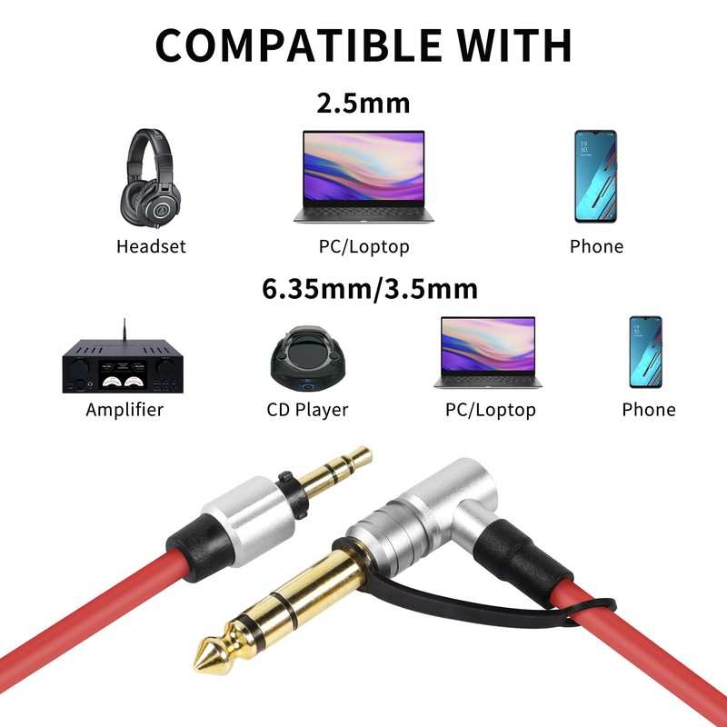 YACSEJAO Replacement Audio Cable 3.5mm to 3.5mm and 6.5mm Replacement