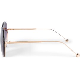 styleBREAKER 09020136 Women's Oval Oversize Sunglasses with Diamond Cut, Frameless with Tinted Lenses, Metal Frame, Frame gold/glass purple gradient