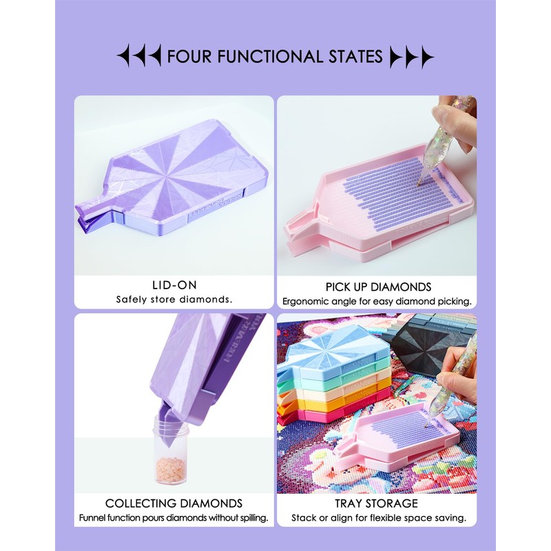 ForeverYoung Crystalline Diamond Art Trays with Lids Diamond Painting Accessories,
