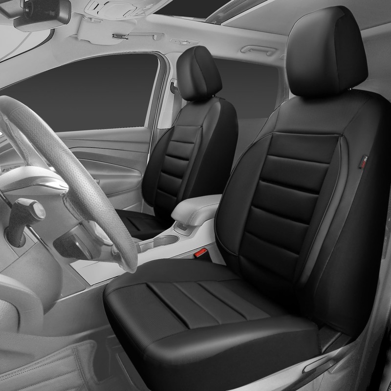CAR PASS Faux Leather Car Seat Covers Front Seats Only,