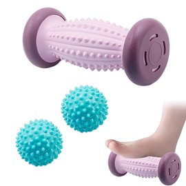 Vueinrg Foot Massage Roller + 2 Hedgehog Balls Foot Massage, Foot Massage Roller Fascia Roller Foot Heel Spurs Foot Roller for Plantar Fasciitis Relaxation Pain (Purple)