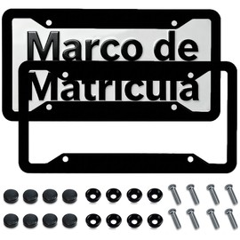 2Pzs Porta Placas para Auto (31x16cm), Marco de Matrícula de Plástico ABS Universal con Accesorios de Montaje, Antióxido, Antivibración, Soportes para Matrículas de los Vehículos Mexicanos, Negro