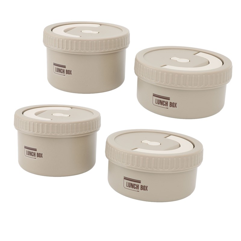 Bento Box Round Lunch Box Coffee Brown Stainless Steel Leakage