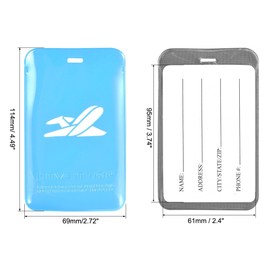 sourcing map Luggage Tag PVC Holders, Baggage Label Identifier with Straps for Backpack Travel Bag Suitcase Blue 2Pcs