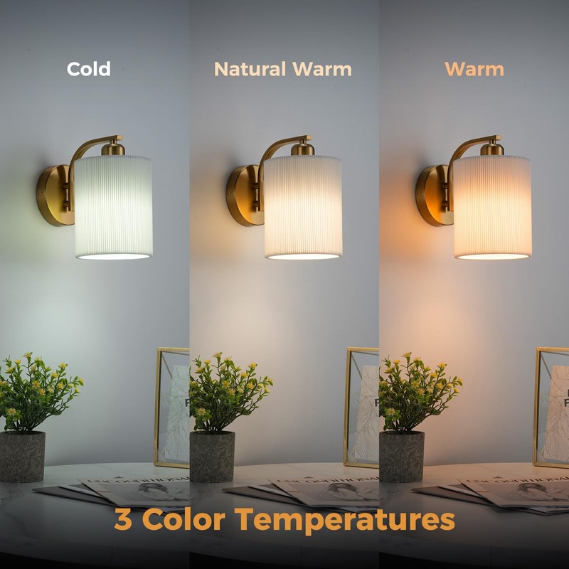 Glitnous Battery Operated Wall Sconce Set of 2, Rechargeable Wall