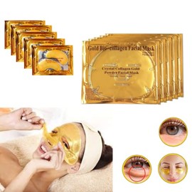 Combo Face Care. Paquete de 5 mascarillas de colageno rejuvenecedoras hidratantes y 5 parches máscaras de colágeno de 24 K en polvo de oro,...        