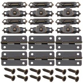 VGOL Pack of 36 Box Latches and Hinges with Screws Antique Small Hinges Vintage Door Hinges Accessories for Wooden Box Jewellery Box Cabinet Bronze Antique