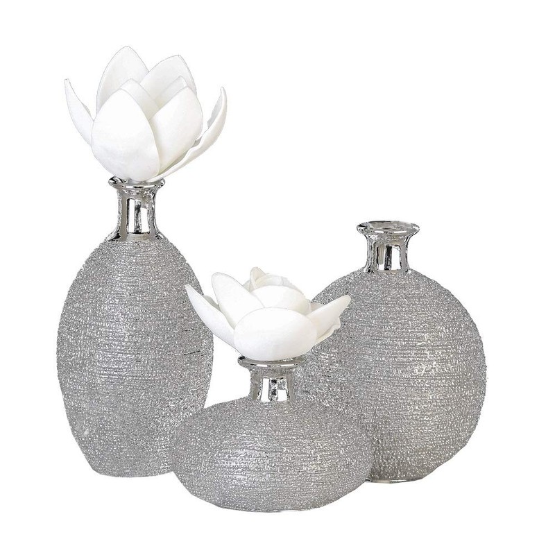 Casablanca Miro Vase Silver Ceramic 3 Assorted