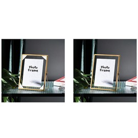 Glass Metal Picture Frame, 15 x 15 cm, Gold Metal Photo Frame, Retro Vintage Floating Picture Frame, Geometric Picture Frame for Photos, Cards, Posters, Certificates, Desktop Decoration