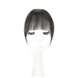 Xyndragh Clip in Bangs 100% Human Hair Wispy Bangs Clip in Hair Extensions, Wispy Bangs Fringe with Temples Hairpieces for Women Curved Bangs for Daily Wear (Brown Black)