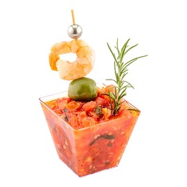 Restaurantware 4 oz Square Clear Plastic Small Kova Cup - 2 1/4" x 2 1/4" x 2" - 100 count box