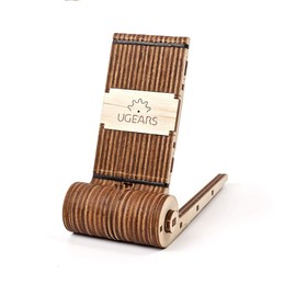 Ugears Smartphone Holder, Wooden Assembly, Toy, Smartphone Stand, Wooden Puzzle, Handmade, Adult, Elderly, No Glue Required, Foldable, 3D Puzzle