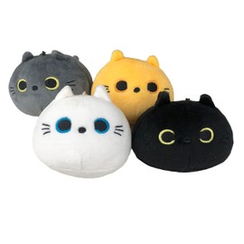 Mini Mochi Black Cat Plush: Soft Cute Cat, Plush Stuffed Animal Kawaii Cushion – Great Gift for Home Decor, Birthdays, Valentine's Day, Accessories (KeyChain)
