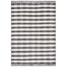SAFAVIEH Striped Kilim Collection Area Rug - 5' x 8', Black & Ivory, Flat Weave Wool & Cotton Design, Ideal for High Traffic Areas in Living Room, Bedroom (STK807Z)