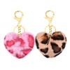 Leopard Heart Keychain Set for Women Girls Cute Fluffy Keychains