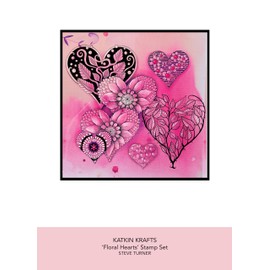 KatKin Krafts KK0036 6 x 8" Clear Clear Stamp Set Flower Hearts 6" x 8"