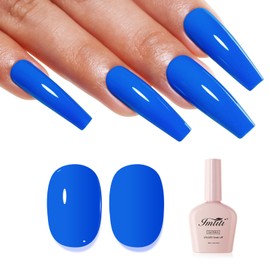 Imtiti Blue Gel Nail Polish, Electric Blue Nail Gel Polish High Gloss Soak Off UV LED Spring Summer Nail Art Manicure Salon DIY Design 10ML